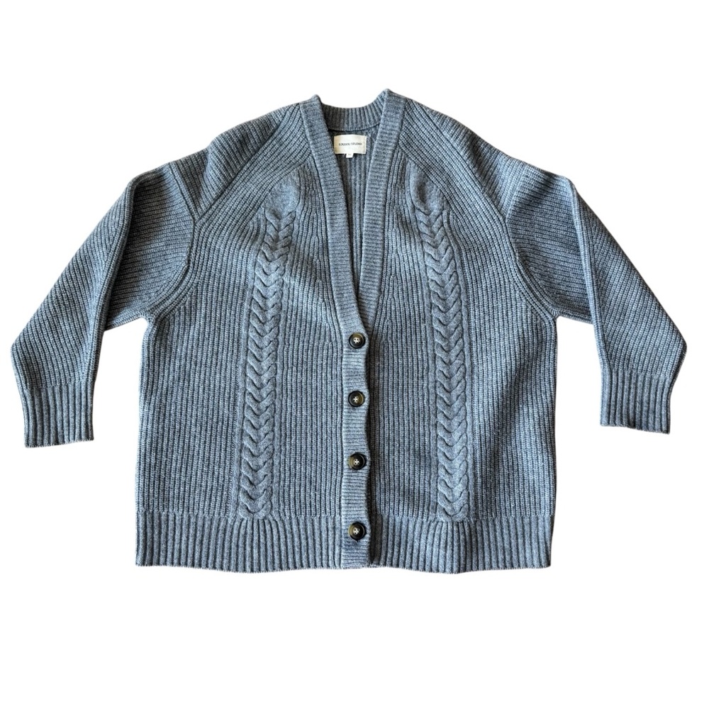 Loulou De Saison ONE SIZE Vionta Cardigan Sweater Wool Cashmere Gray